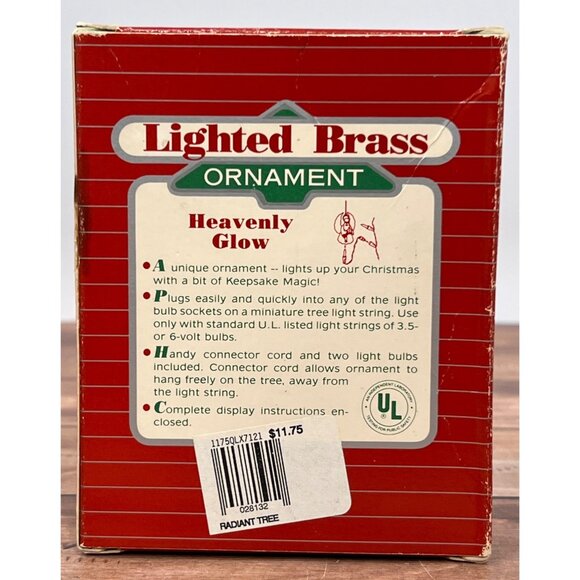 1988 HALLMARK KEEPSAKE ORNAMENT QLX711-4 HEAVENLY GLOW BRASS ANGEL LIGHTED - Picture 3 of 8